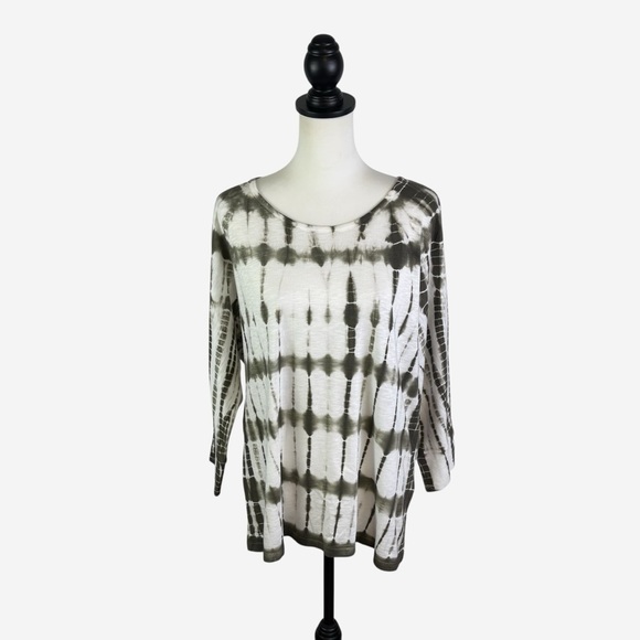 Chico's Tops - NWT Chicos Olive Green Tie Dye Easy Tunic Tee • L • Cotton Modal • 3/4 Sleeve